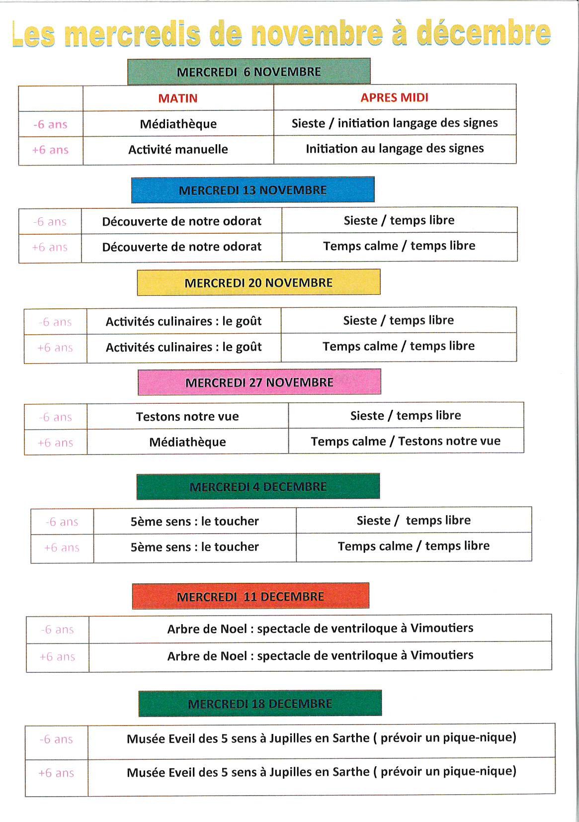 programme mercredis centre merlerault