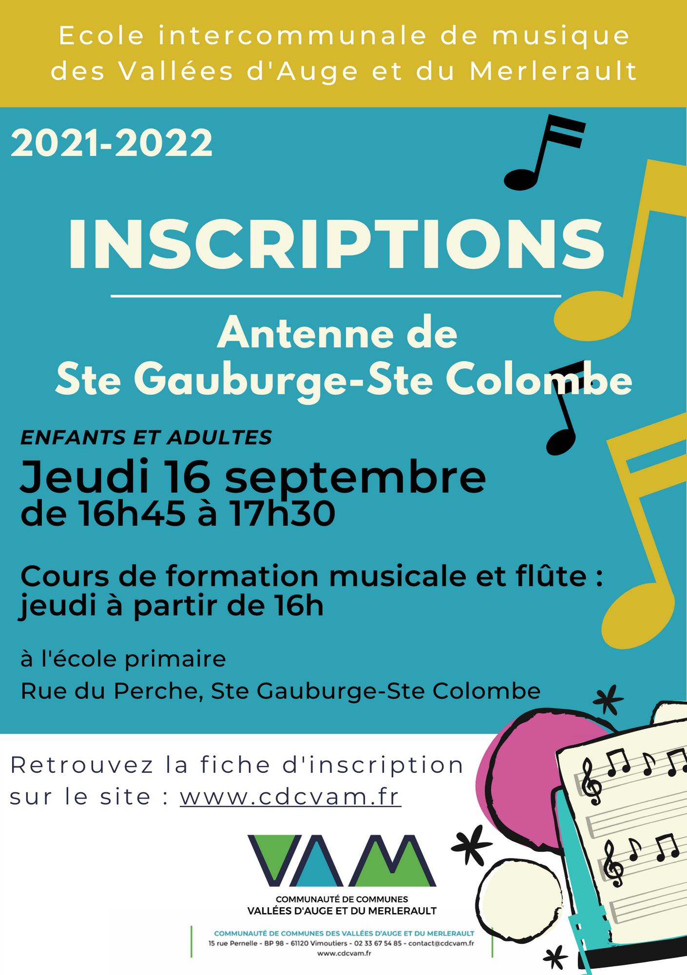 affiche inscription musique ste gaub